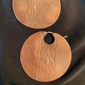 Bold copper disk ear rings